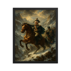 Alexander Suvorov crossing the Alps framed print on a plain backdrop in size 16"x20".