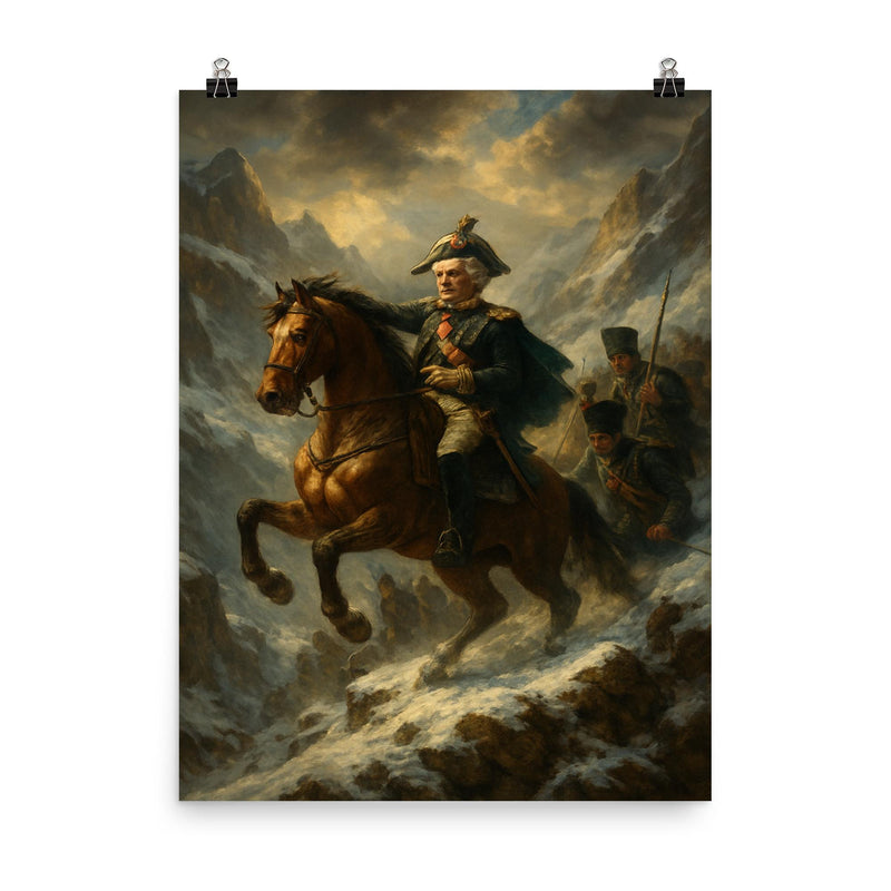 Alexander Suvorov crossing the Alps poster on a plain backdrop in size 8