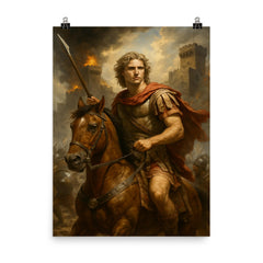 Alexander the Great and Bucephalus at the Siege of Tyre poster on a plain backdrop in size 8"x10".