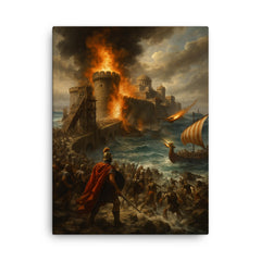 Alexander the Great at the Siege of Tyre canvas print on a plain backdrop in size 18"x24".