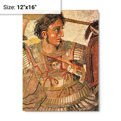 Alexander the Great Mosaic metal print on a plain backdrop in size 12"x16".