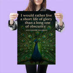 alexander the great short life of glory quote peacock poster 3