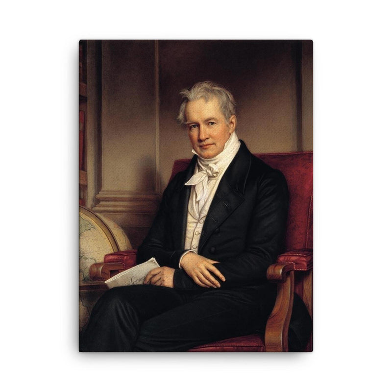 Alexander von Humboldt canvas print on a plain backdrop in size 18
