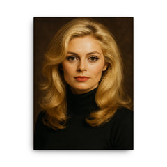 Alexandra Bastedo portrait canvas print on a plain backdrop in size 18"x24".