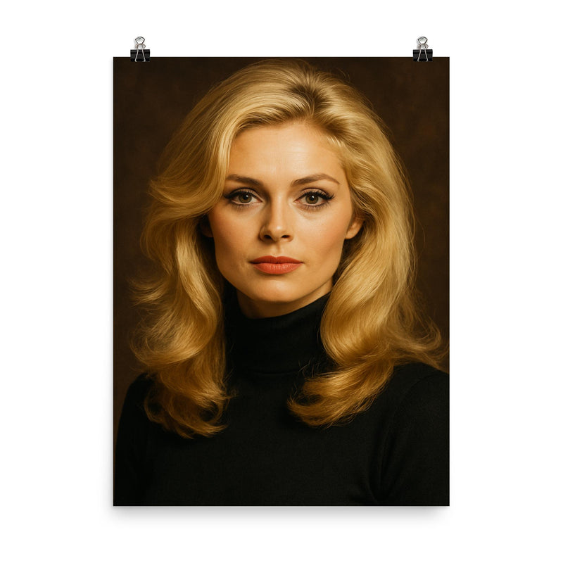 Alexandra Bastedo portrait poster on a plain backdrop in size 8