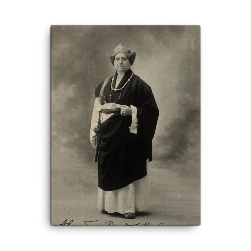 Alexandra David-Néel canvas print on a plain backdrop in size 18