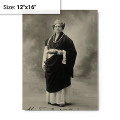 Alexandra David-Néel metal print on a plain backdrop in size 12"x16".