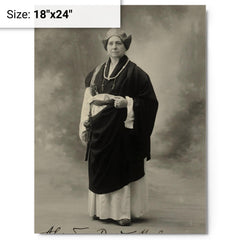 Alexandra David-Néel metal print on a plain backdrop in size 18"x24".