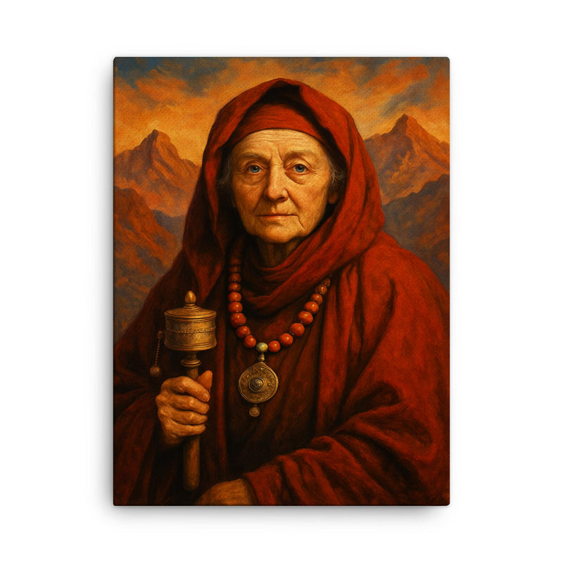 Alexandra David Néel canvas print on a plain backdrop in size 18
