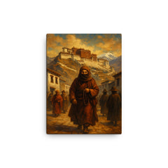 Alexandra David Néel entering Lhasa disguised canvas print on a plain backdrop in size 12"x16".