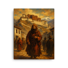 Alexandra David Néel entering Lhasa disguised canvas print on a plain backdrop in size 16"x20".