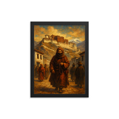Alexandra David Néel entering Lhasa disguised framed print on a plain backdrop in size 12"x16".