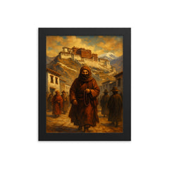 Alexandra David Néel entering Lhasa disguised framed print on a plain backdrop in size 8"x10".