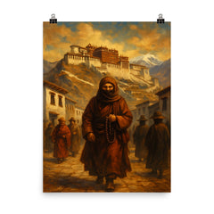 Alexandra David Néel entering Lhasa disguised poster on a plain backdrop in size 8"x10".