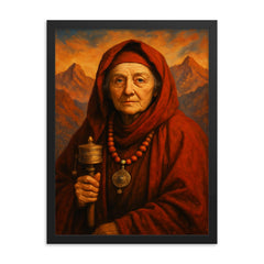 Alexandra David Néel framed print on a plain backdrop in size 18"x24".