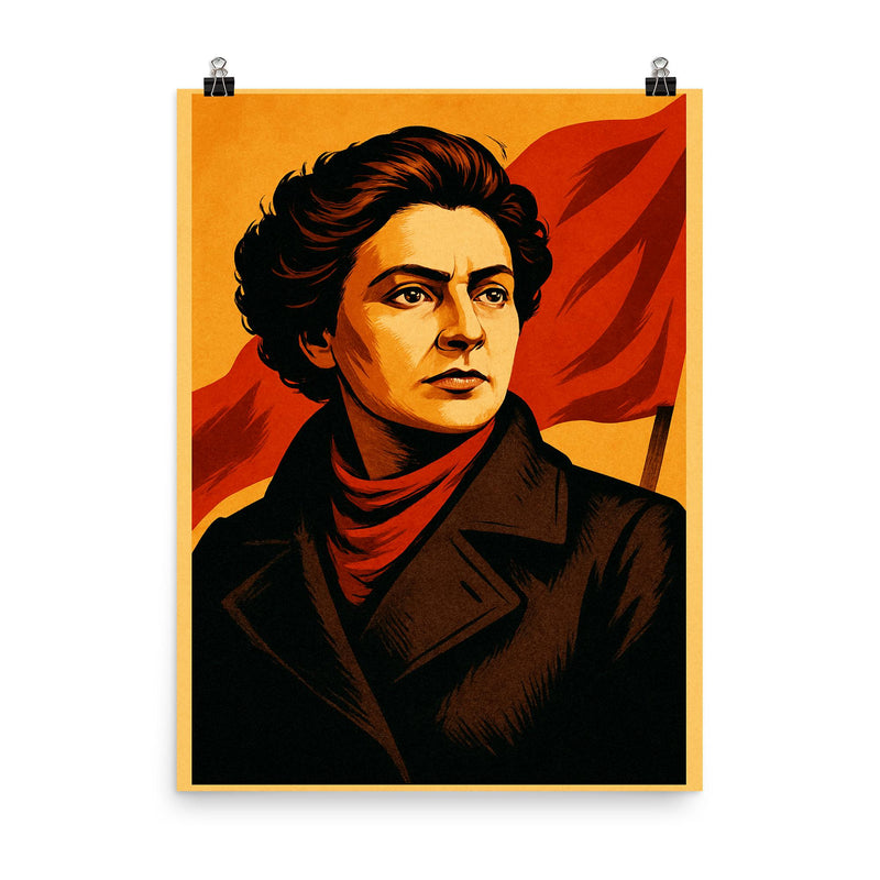 Alexandra Kollontai poster on a plain backdrop in size 8