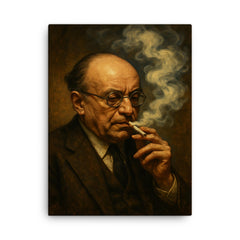 Alexandre Kojeve in Hegelian cigarette haze canvas print on a plain backdrop in size 18"x24".