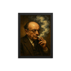 Alexandre Kojeve in Hegelian cigarette haze framed print on a plain backdrop in size 12"x16".