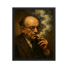 Alexandre Kojeve in Hegelian cigarette haze framed print on a plain backdrop in size 16"x20".