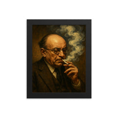 Alexandre Kojeve in Hegelian cigarette haze framed print on a plain backdrop in size 8"x10".