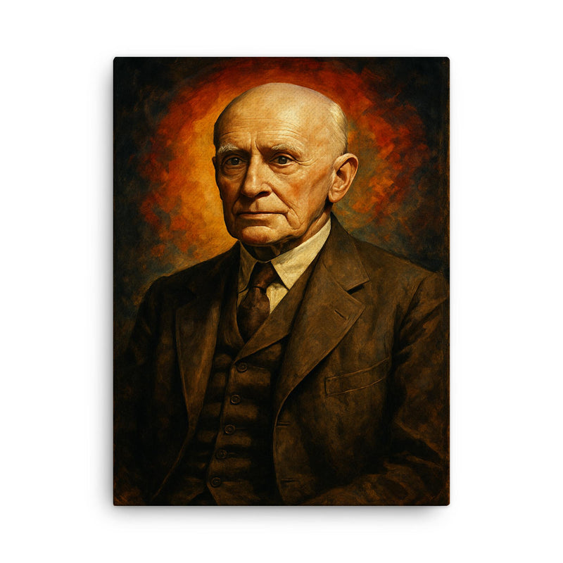 Alfred North Whitehead canvas print on a plain backdrop in size 18