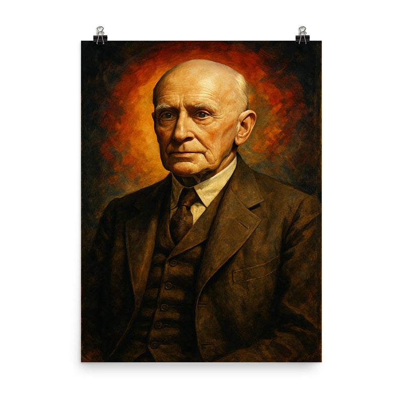Alfred North Whitehead poster on a plain backdrop in size 8