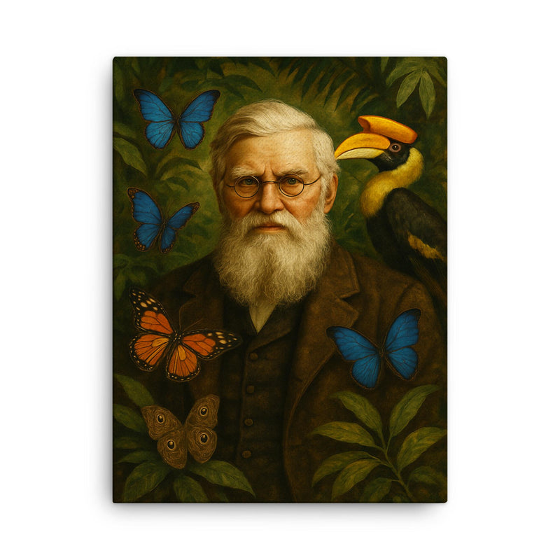 Alfred Russell Wallace canvas print on a plain backdrop in size 18