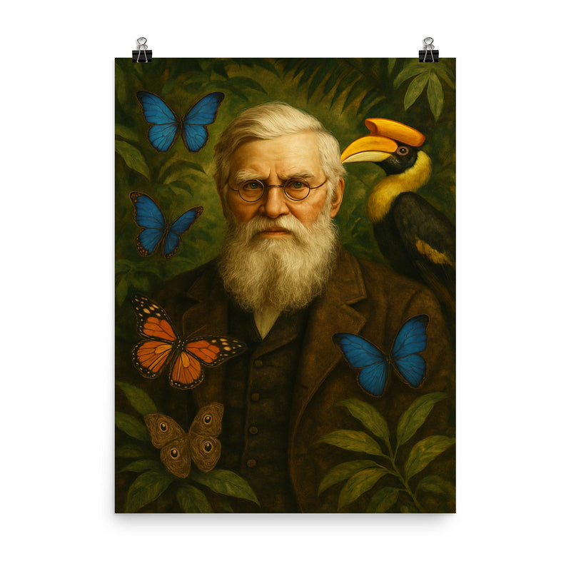 Alfred Russell Wallace poster on a plain backdrop in size 8