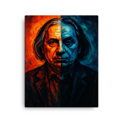 Alfred Schnittke split shadow polystylist portrait canvas print on a plain backdrop in size 16"x20".
