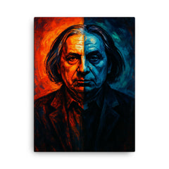 Alfred Schnittke split shadow polystylist portrait canvas print on a plain backdrop in size 18"x24".