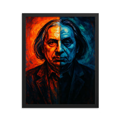 Alfred Schnittke split shadow polystylist portrait framed print on a plain backdrop in size 16"x20".