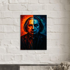 Alfred Schnittke split shadow polystylist portrait metal print mockup