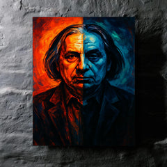 Alfred Schnittke split shadow polystylist portrait metal print mockup