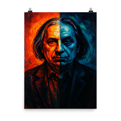Alfred Schnittke split shadow polystylist portrait poster on a plain backdrop in size 8"x10".