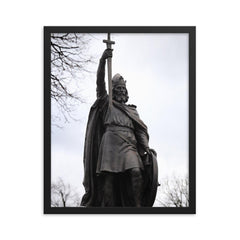 Alfred the Great by Hamo Thornycroft framed print on a plain backdrop in size 16"x20".