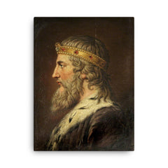 Alfred the Great canvas print on a plain backdrop in size 18"x24".