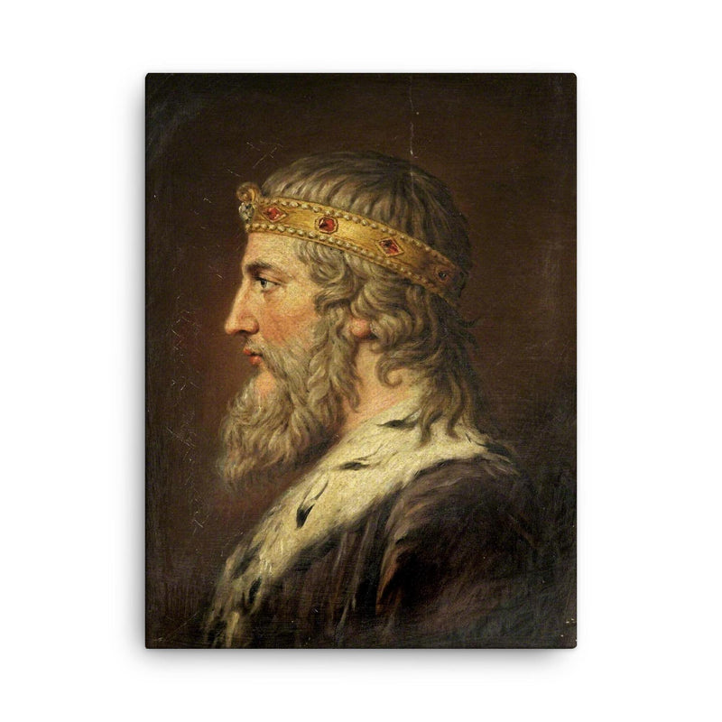 Alfred the Great canvas print on a plain backdrop in size 18