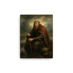 Alfred the Great in marsh exile canvas print on a plain backdrop in size 12"x16".