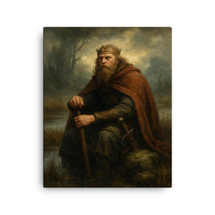 Alfred the Great in marsh exile canvas print on a plain backdrop in size 16"x20".