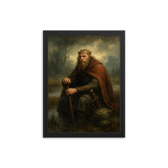 Alfred the Great in marsh exile framed print on a plain backdrop in size 12"x16".