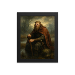 Alfred the Great in marsh exile framed print on a plain backdrop in size 8"x10".