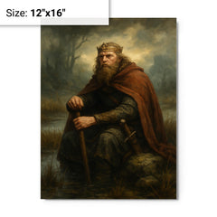 Alfred the Great in marsh exile metal print on a plain backdrop in size 12"x16".