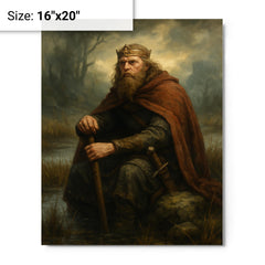 Alfred the Great in marsh exile metal print on a plain backdrop in size 16"x20".