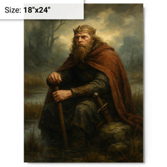Alfred the Great in marsh exile metal print on a plain backdrop in size 18"x24".