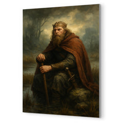 Alfred the Great in marsh exile metal print mockup