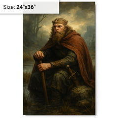 Alfred the Great in marsh exile metal print on a plain backdrop in size 24"x36".