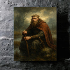 Alfred the Great in marsh exile metal print mockup