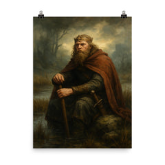 Alfred the Great in marsh exile poster on a plain backdrop in size 8"x10".
