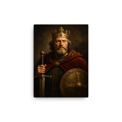Alfred the Great regal portrait canvas print on a plain backdrop in size 12"x16".