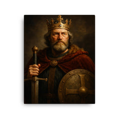 Alfred the Great regal portrait canvas print on a plain backdrop in size 16"x20".